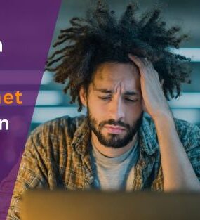 Frustrated young man with internet